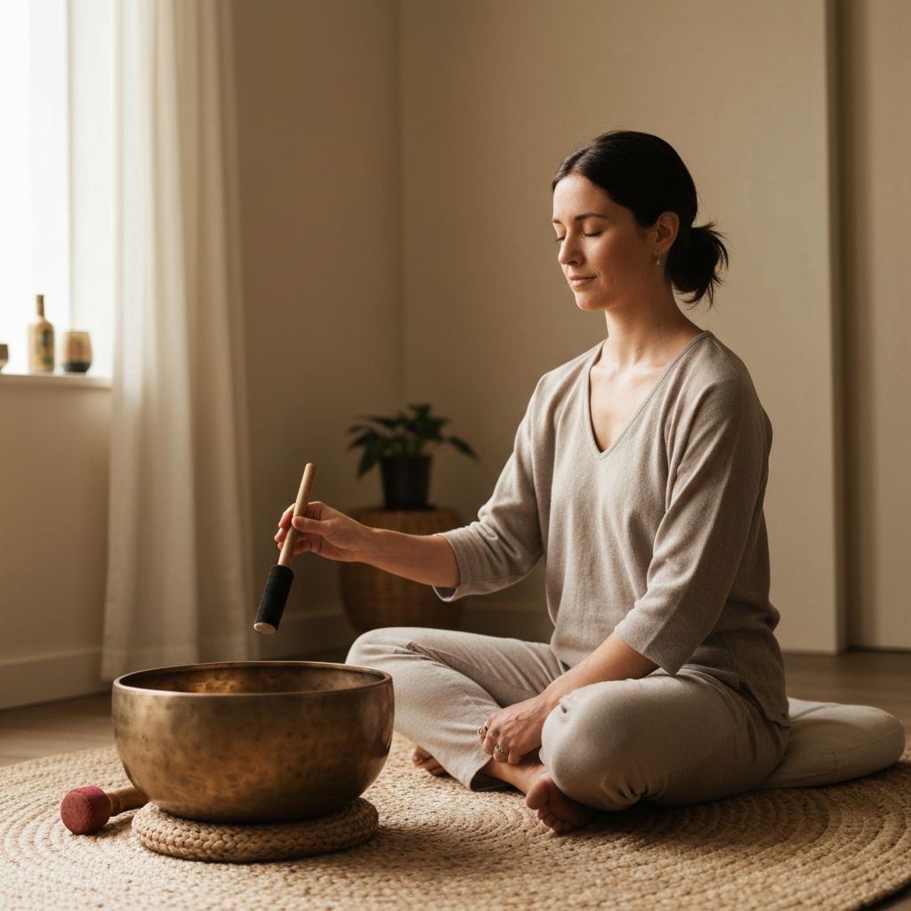 Meditation scene with singing bowls